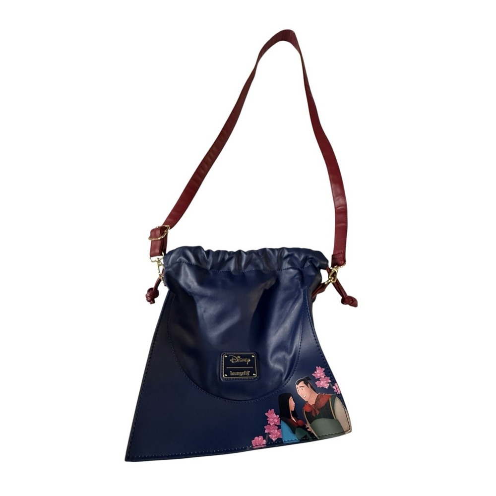 Loungefly Disney Mulan Small Drawstring Bucket Crossbody Bag Blue Red Pink